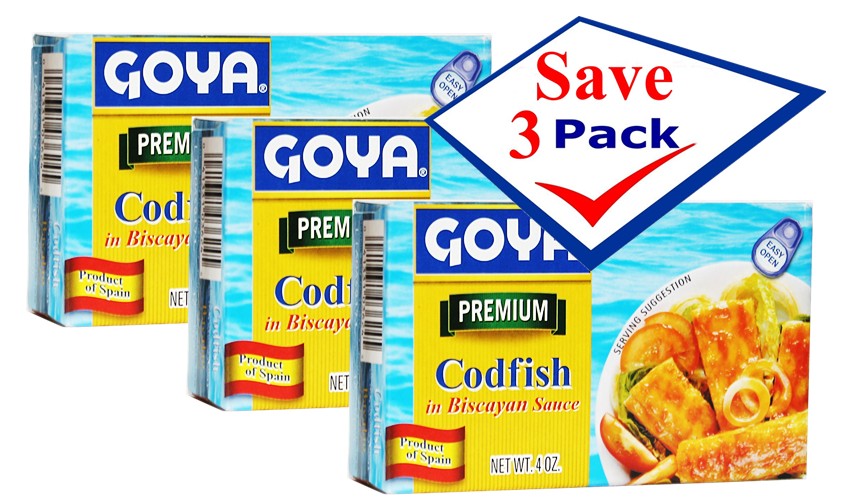Goya Codfish  Bacalao in Biscayan Sauce 4 Oz Pack of 3